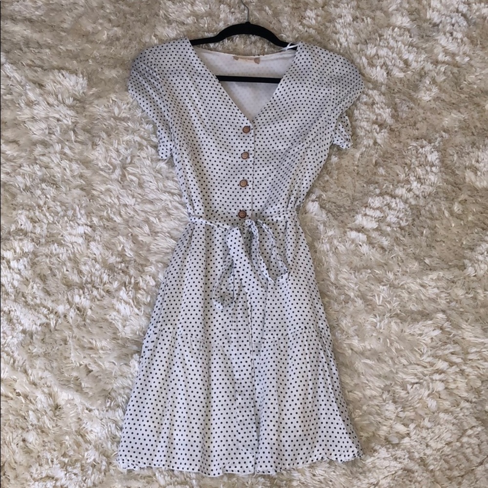 White and Black Polkadot Summer Dress